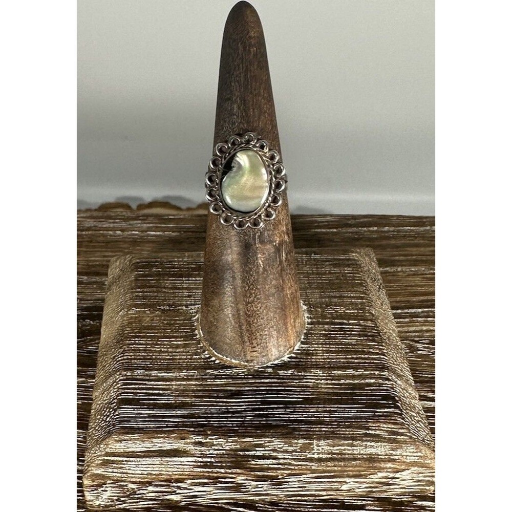 Vintage Bell Trading Post Native American 925 Silver Abalone Ring Sz 5.25